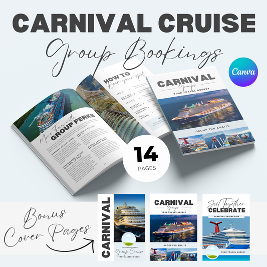 Carnival Cruise Group Booking Template, Canva Carnival Cruise Template, Travel Agent Canva Template, Carnival Cruise Canva Template, Carnival Cruise Group Booking, Carnival Cruise Group Cruise Marketing, Group Cruise promotion