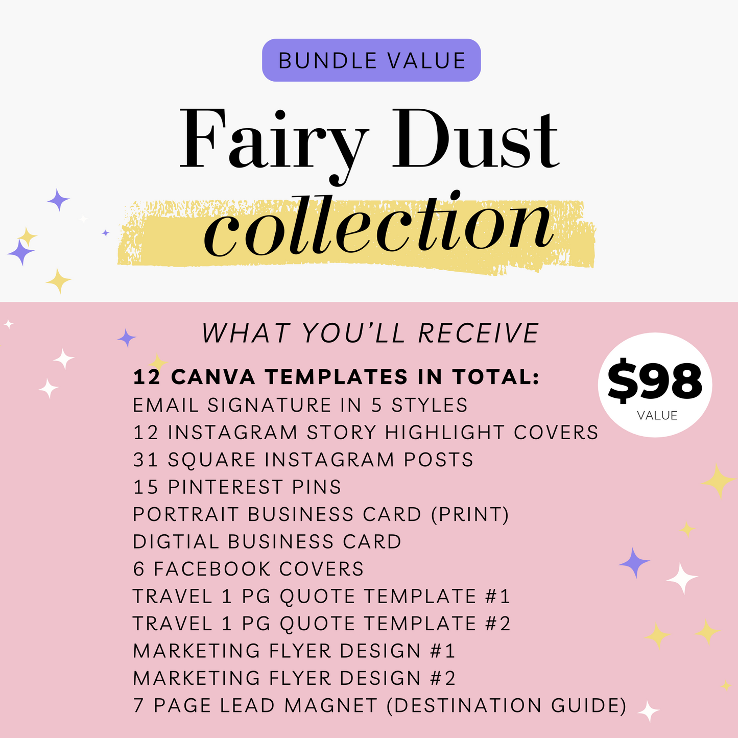 Fairy Dust Template Collection: Canva Templates for Travel Agent Branding