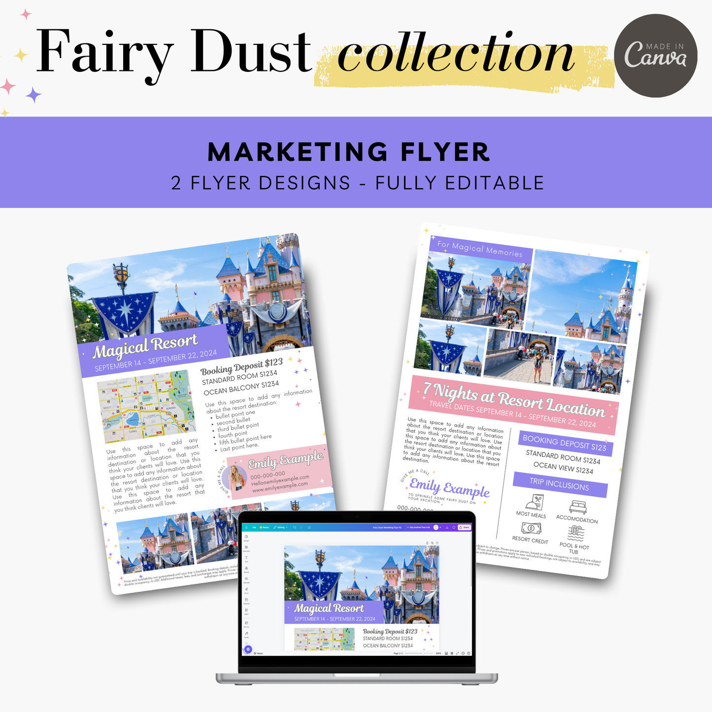 Fairy Dust Template Collection: Canva Templates for Travel Agent Branding