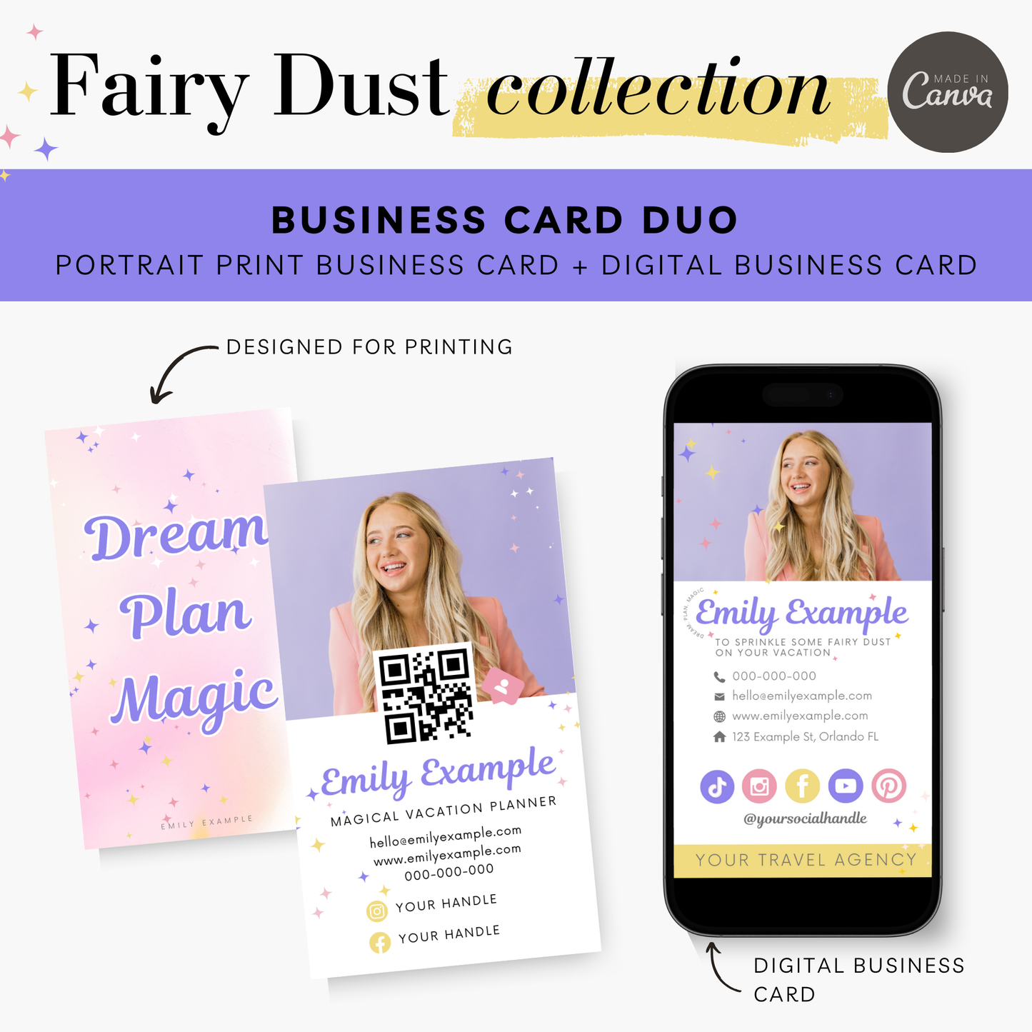 Fairy Dust Template Collection: Canva Templates for Travel Agent Branding