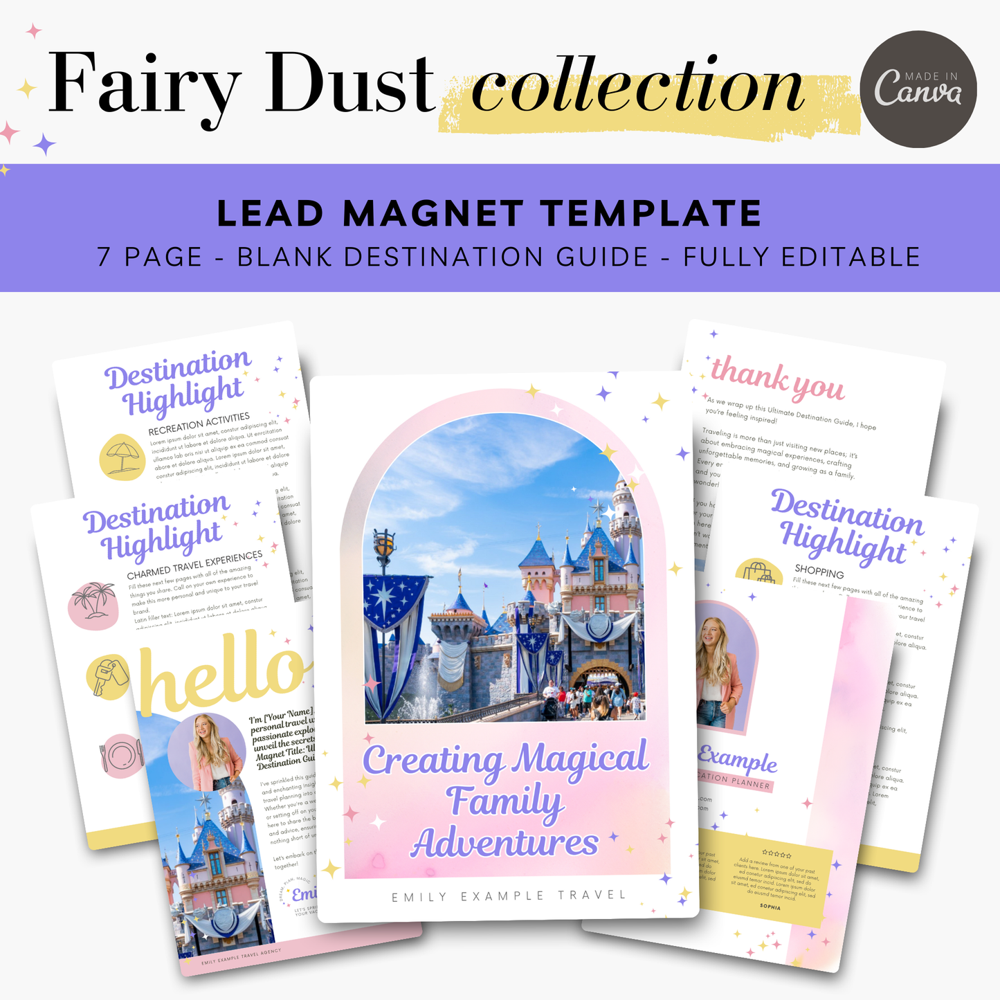 Fairy Dust Template Collection: Canva Templates for Travel Agent Branding