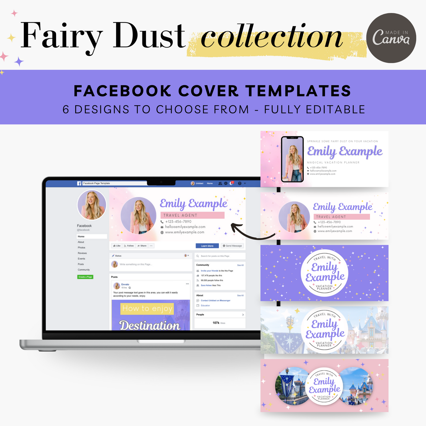 Fairy Dust Template Collection: Canva Templates for Travel Agent Branding