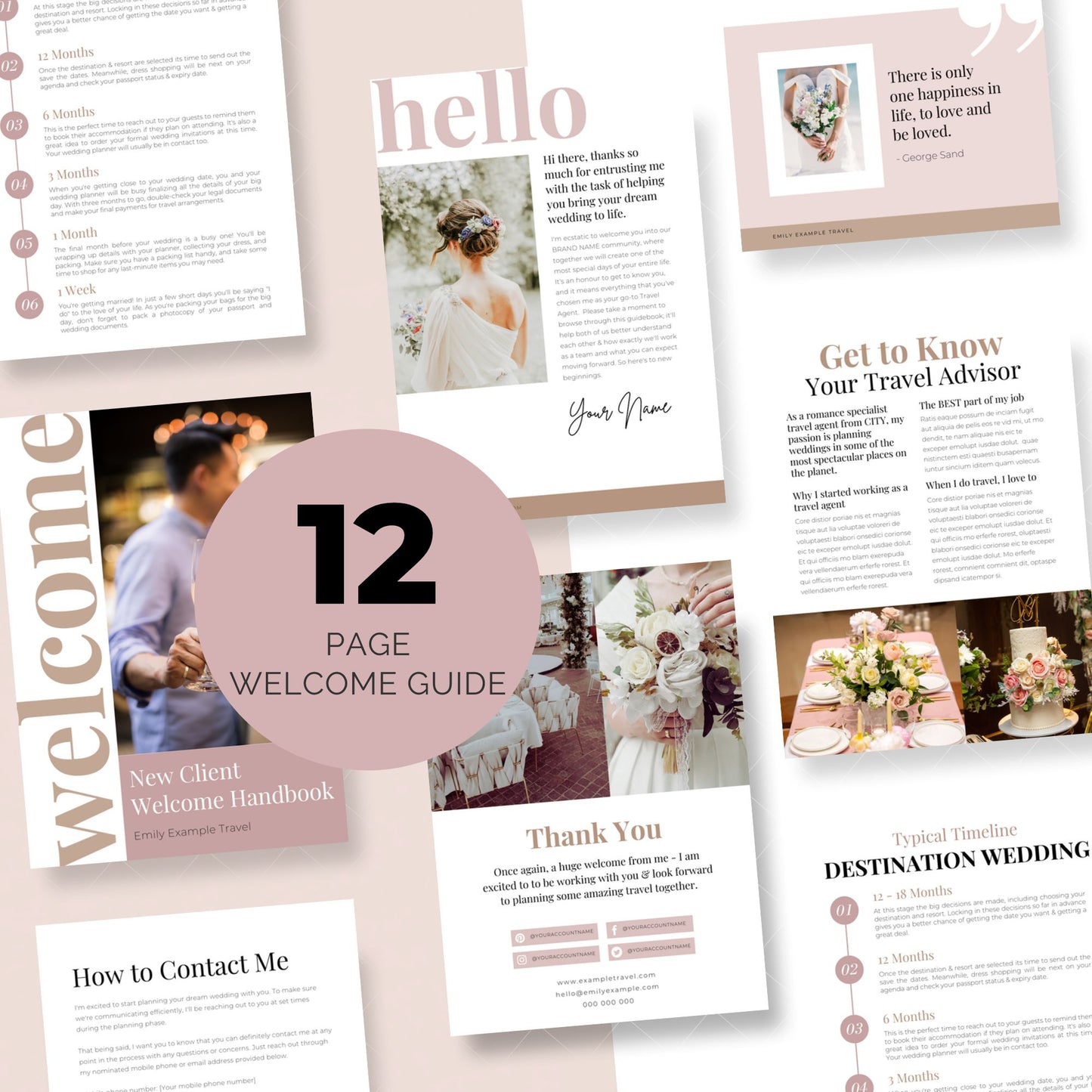 Destination Wedding and Romance Travel Bundle - Canva Template