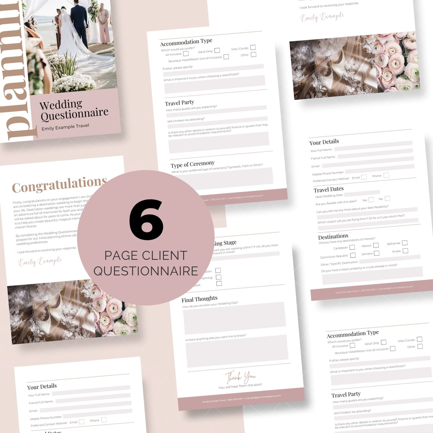 Destination Wedding and Romance Travel Bundle - Canva Template