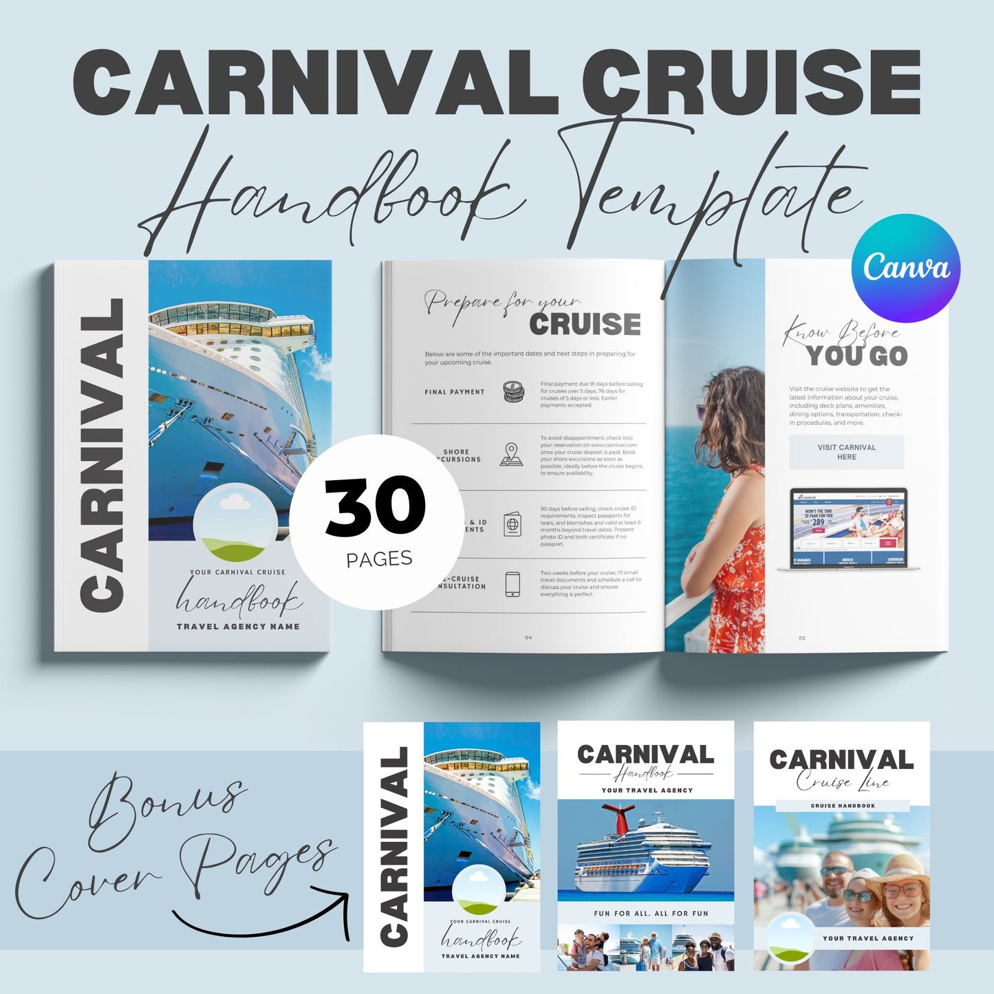 Carnival Cruise Handbook Canva Template