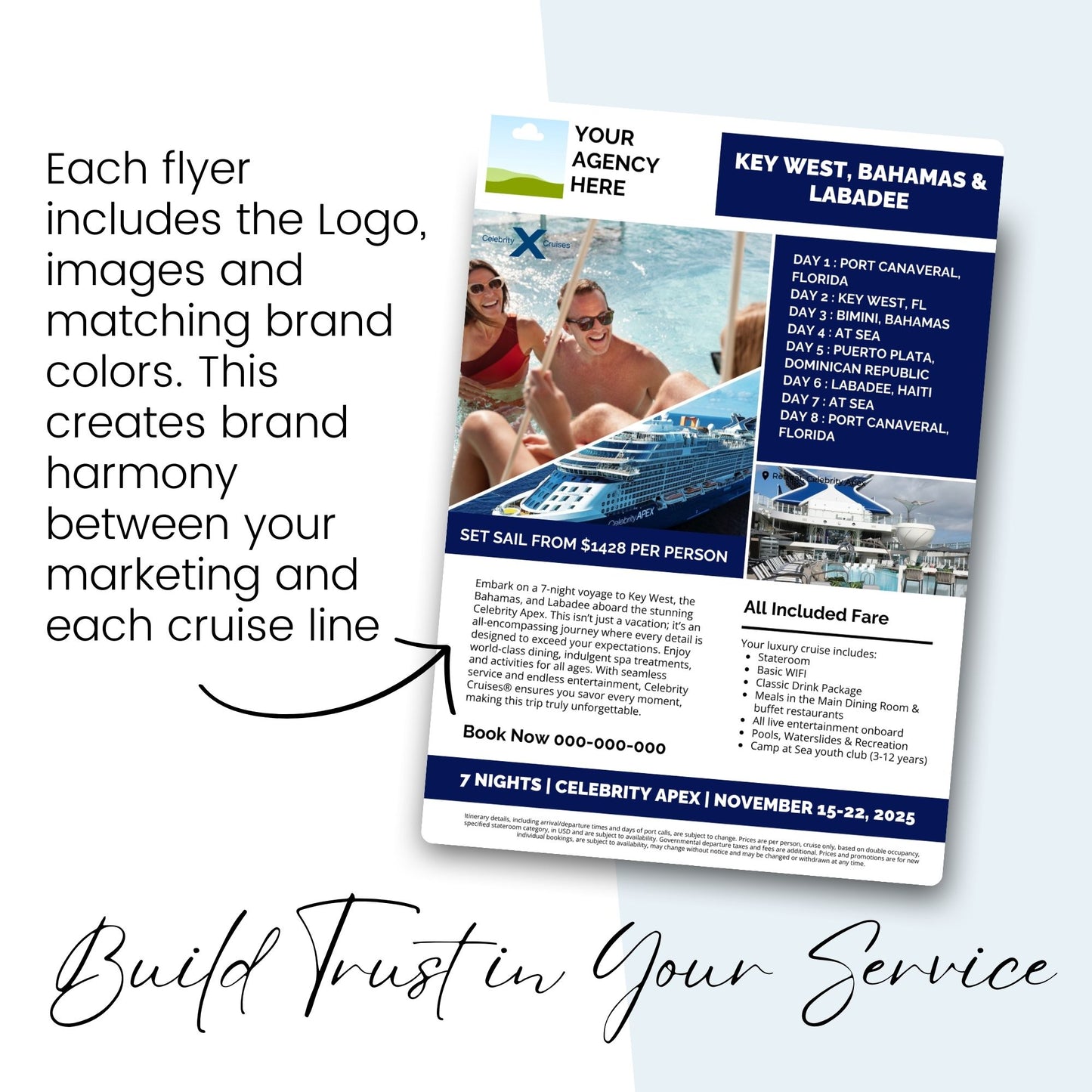 Cruise Marketing Flyer Bundle: 8 Cruise Line Canva Templates