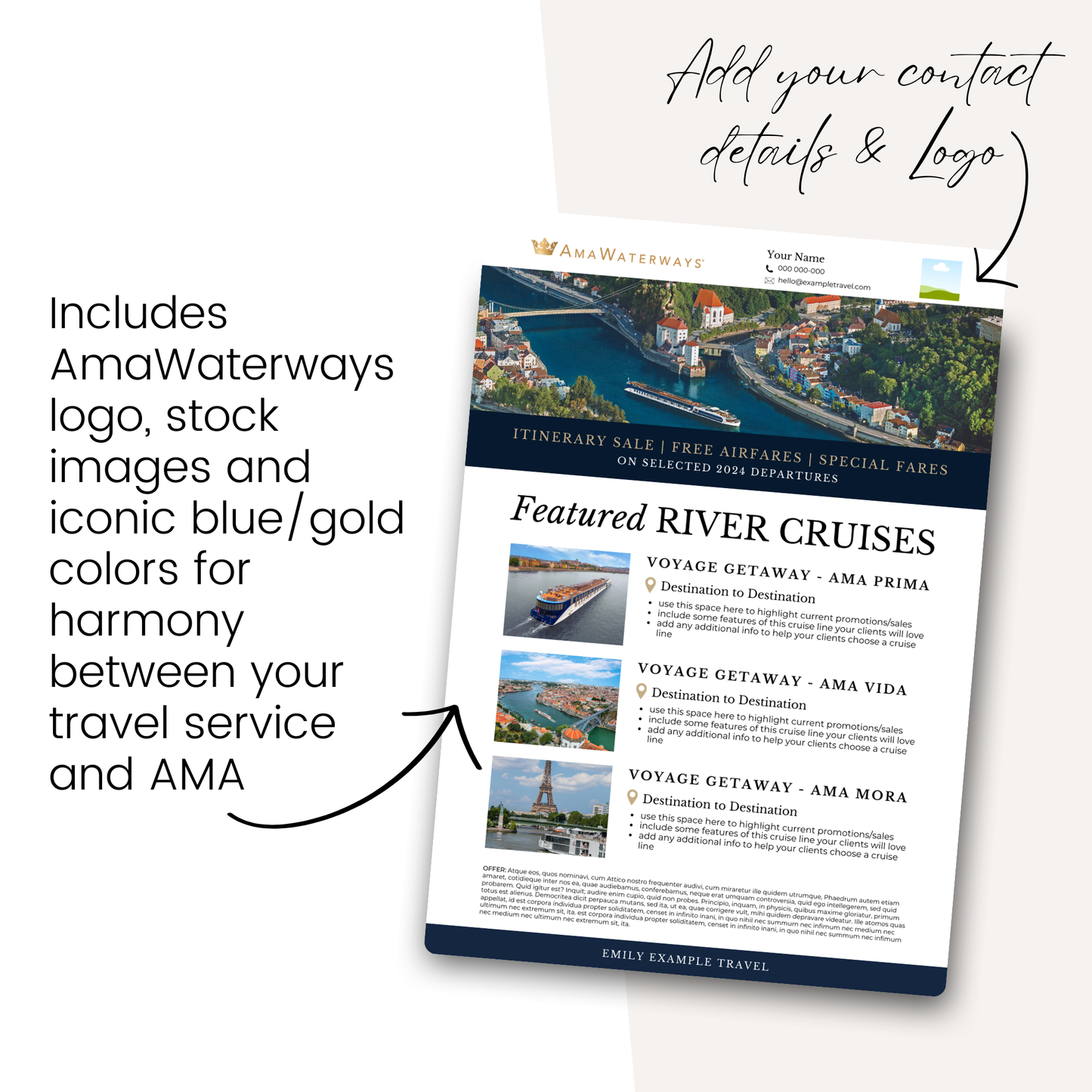 River Cruise Promo Flyer Canva Template | Viking River Cruises | Avalon Waterways | AmaWaterways