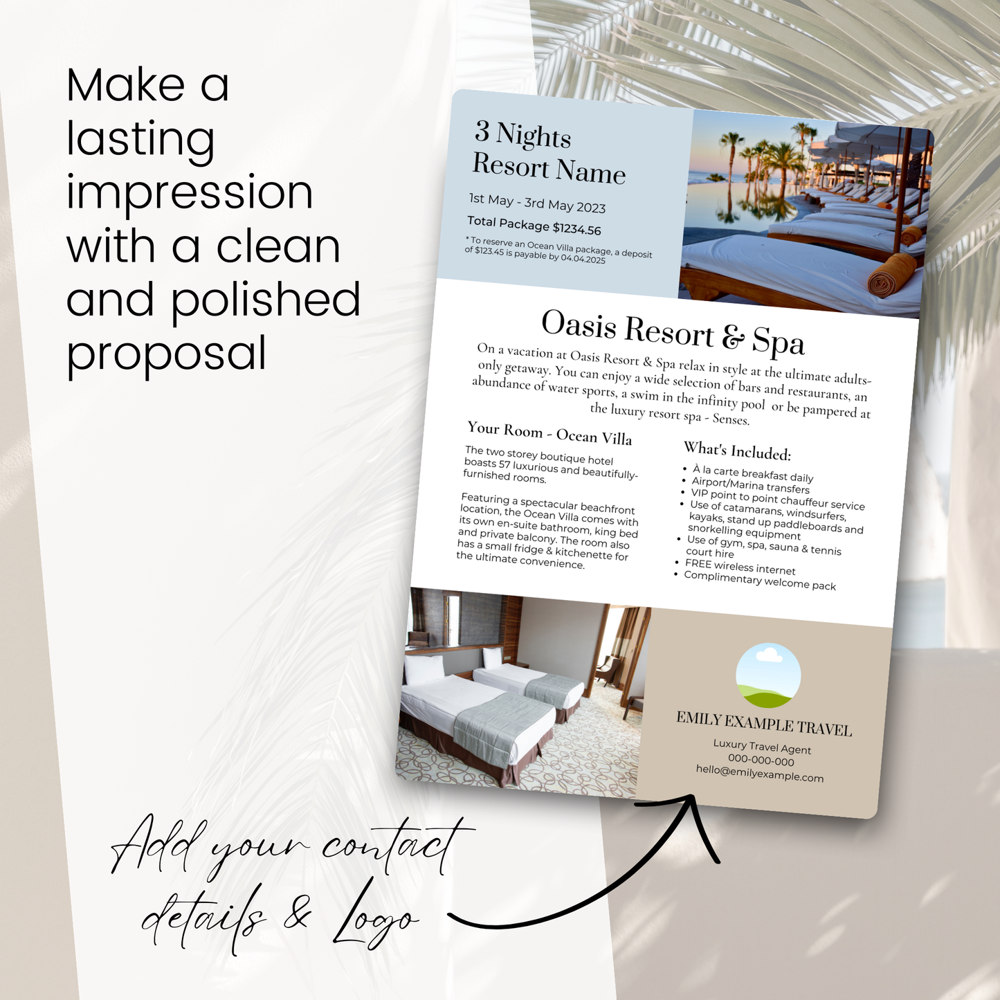 Vacation Proposal 1 Page Canva Template