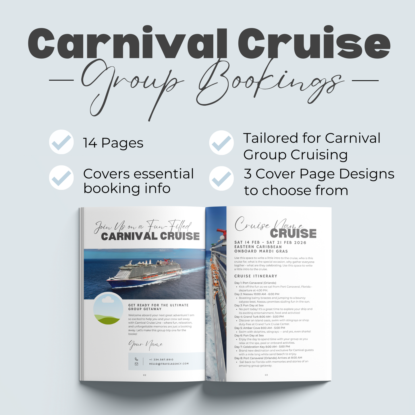 Carnival Cruise Group Booking Canva Template for Travel Agents