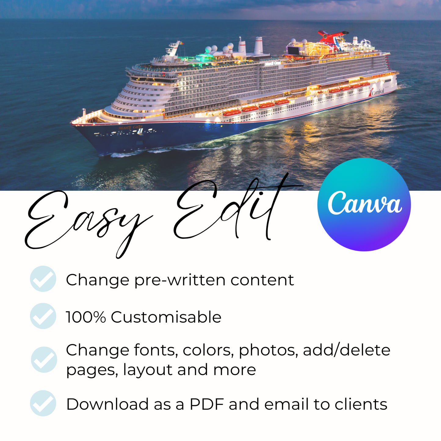 Carnival Cruise Group Booking Canva Template for Travel Agents