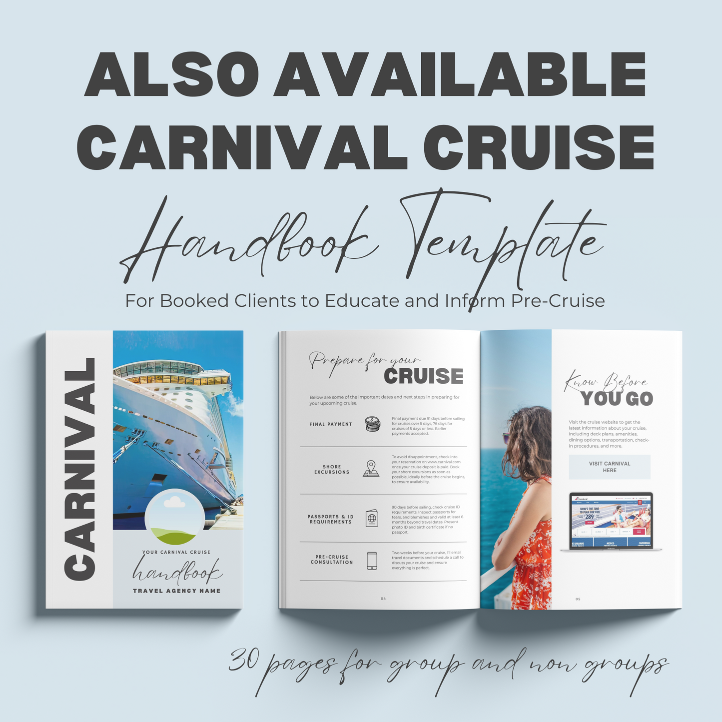 Carnival Cruise Group Booking Canva Template for Travel Agents