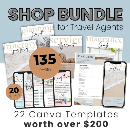 Whole Shop Bundle for Travel Agents - Canva Template