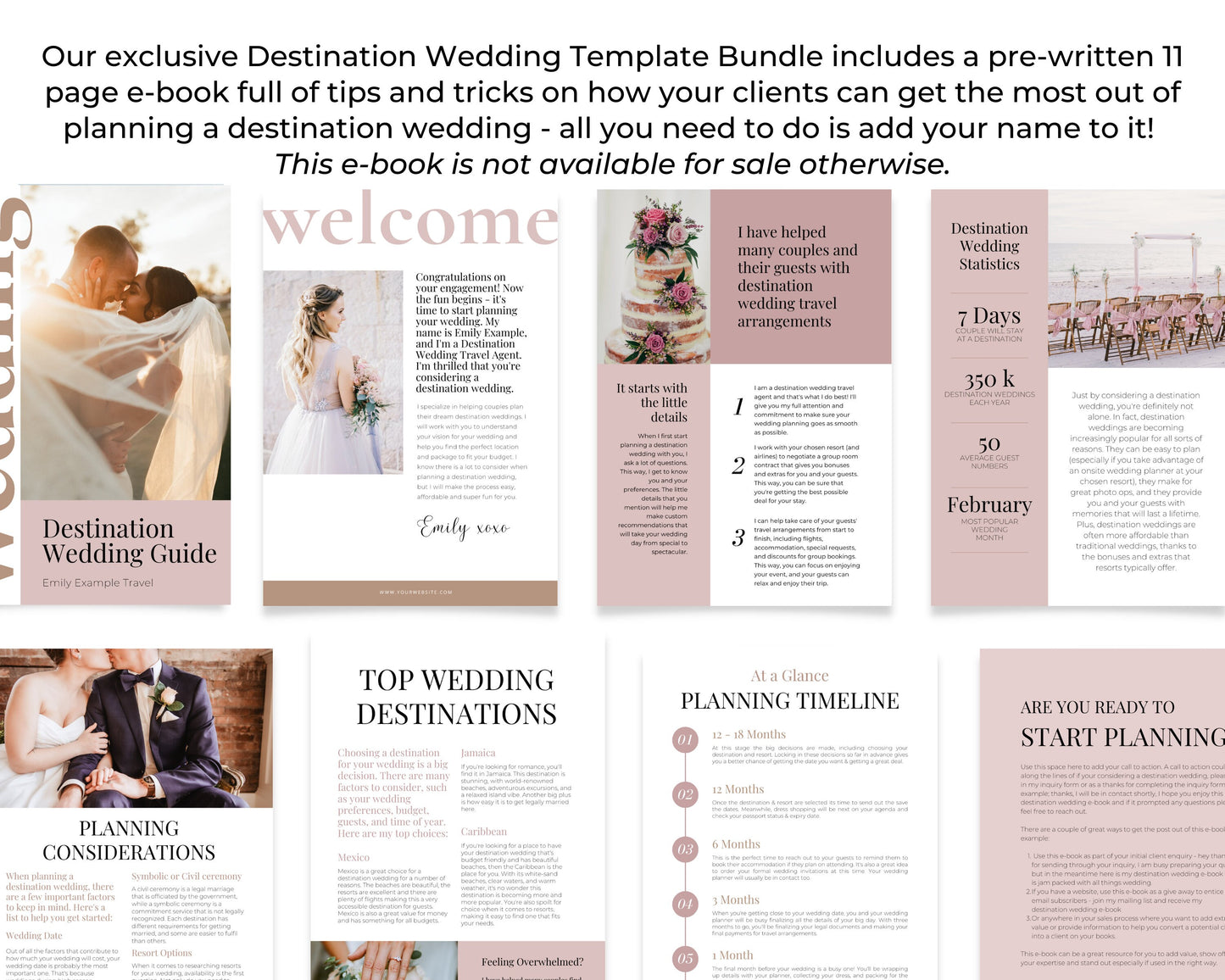 Destination Wedding and Romance Travel Bundle - Canva Template