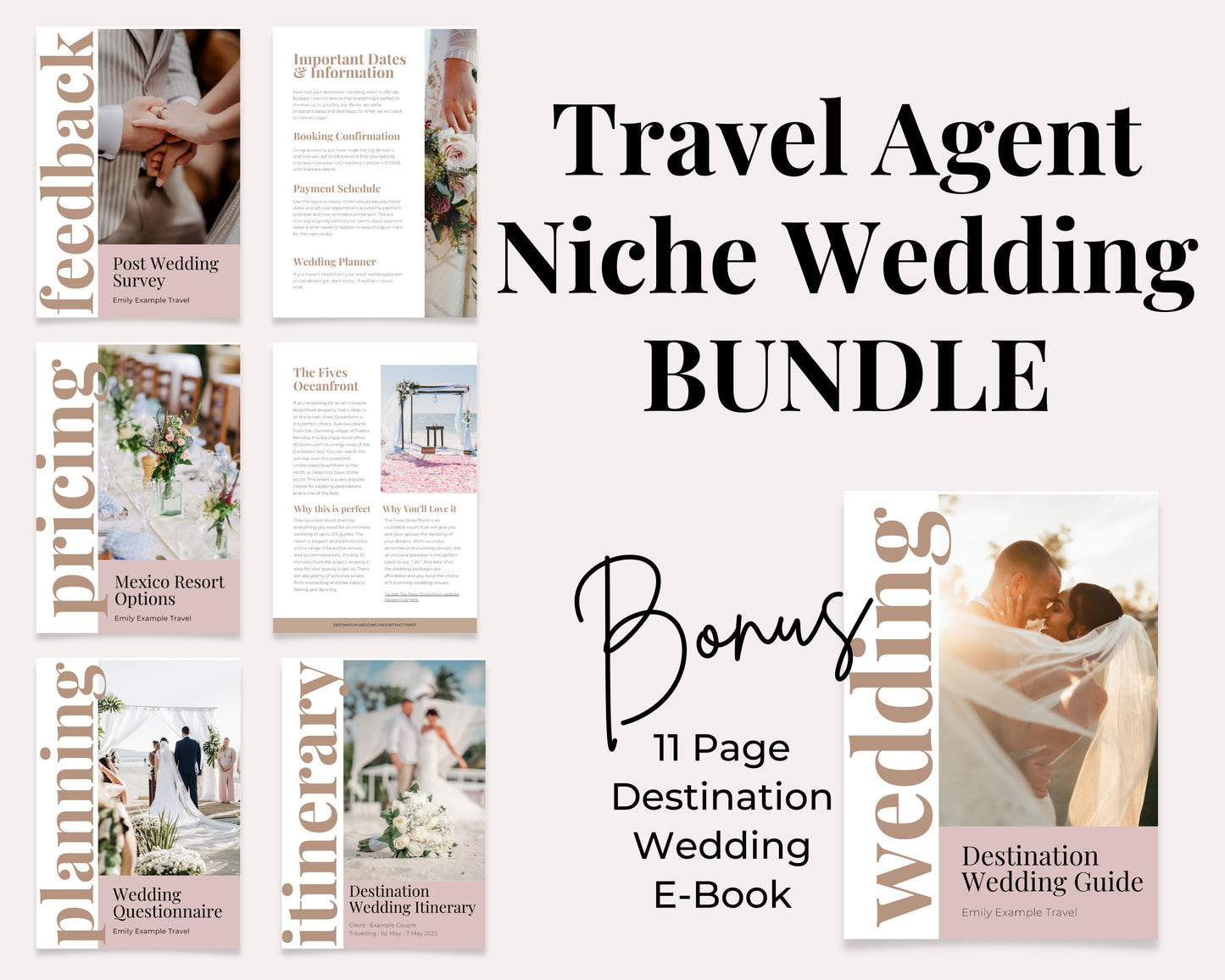 Destination Wedding and Romance Travel Bundle - Canva Template