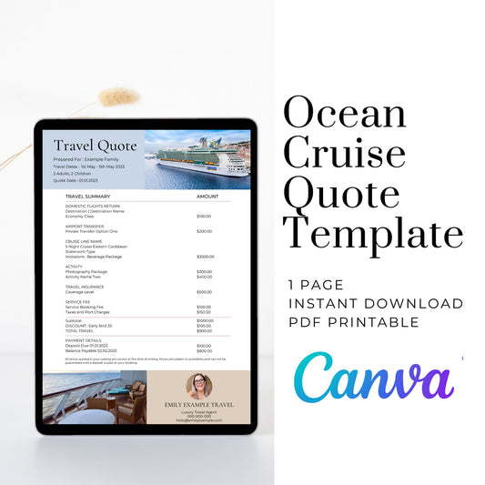 Ocean Cruise Quote Canva Template