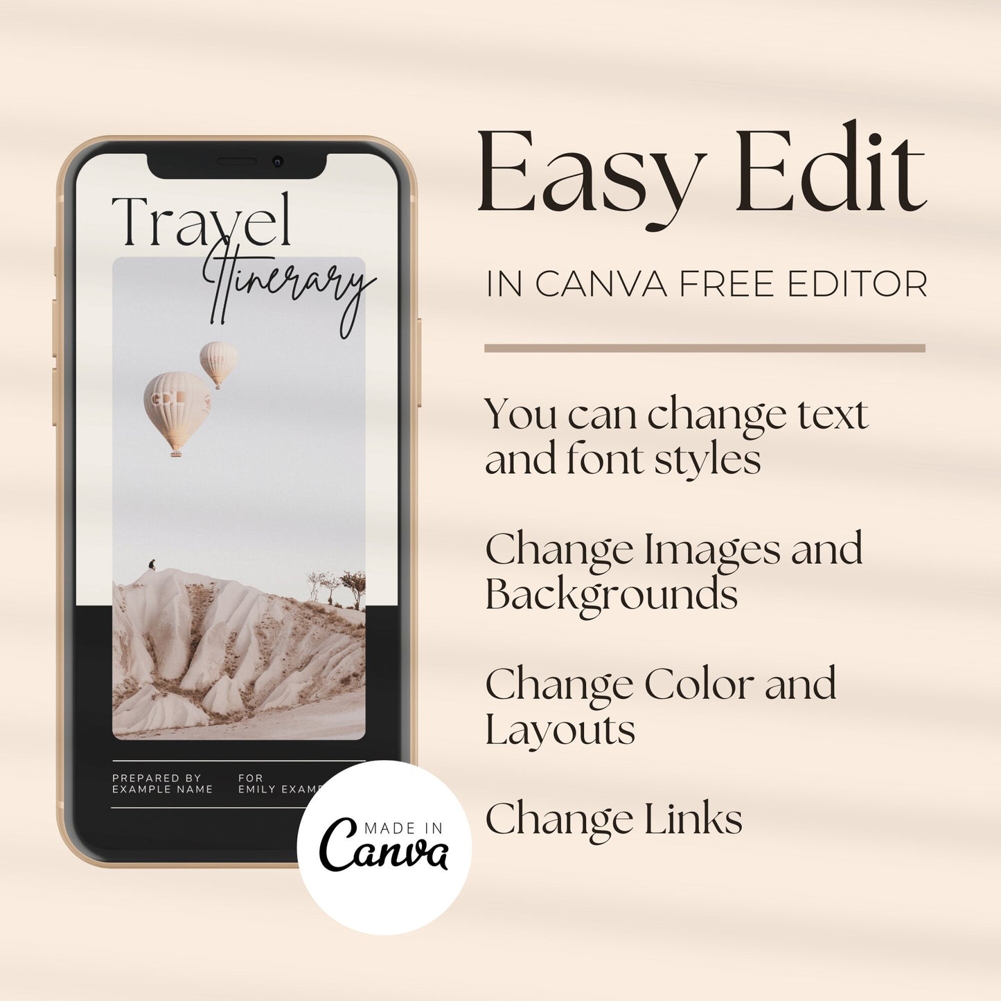 Luxury Travel Itinerary - Canva Template