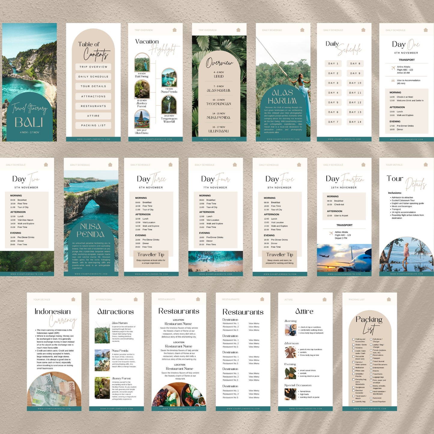 Digital Travel Itinerary Template: Mobile Phone Itinerary Template for Travel Agents